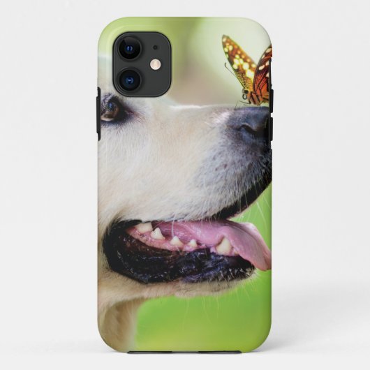 ラブラドール及び蝶装飾用クッション Case-Mate iPhoneケース (裏面)