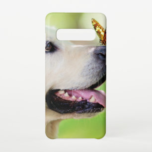 ラブラドール及び蝶装飾用クッション SAMSUNG GALAXY S10ケース