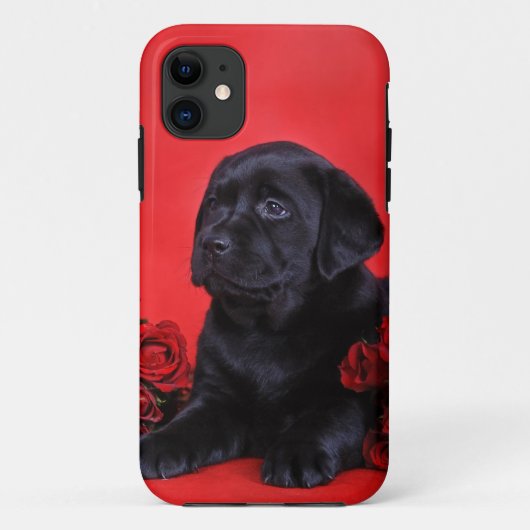 ラブラドール子犬とバラ Case-Mate iPhoneケース (裏面)
