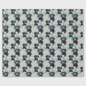 ラブラドール子犬モダンのクリスマス ラッピングペーパー (フラット)