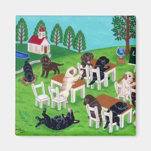 ラブラドール学校 マグネット (正面)