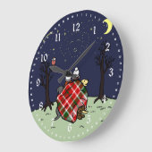 ラブラドール家族および星明かりの空 ラージ壁時計 (傾斜)