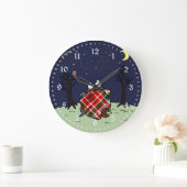 ラブラドール家族および星明かりの空 ラージ壁時計 (ホーム)