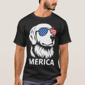 ラブラドール愛国的なアメリカ国旗の独立記念日 Tシャツ (正面)