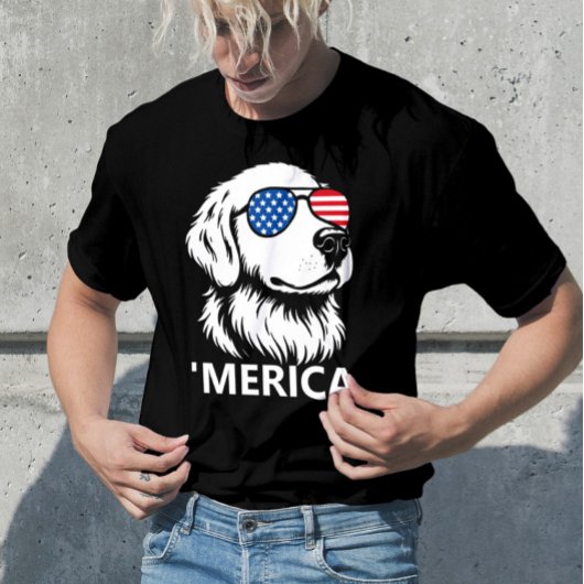 ラブラドール愛国的なアメリカ国旗の独立記念日 Tシャツ