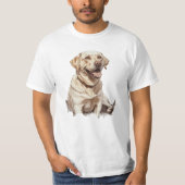 ラブラドール愛好家のためのフォトリアリスティックな犬アートワーク Tシャツ (正面)