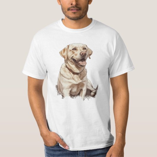 ラブラドール愛好家のためのフォトリアリスティックな犬アートワーク Tシャツ (正面)