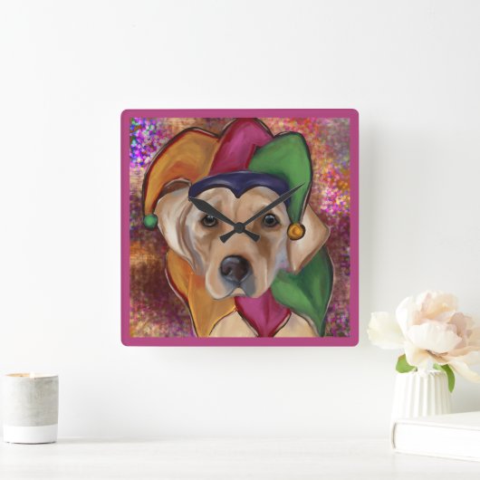 ラブラドール検索機 スクエア壁時計 (ホーム)