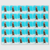 ラブラドール犬が雪のクリスマスに座って ラッピングペーパー (フラット)