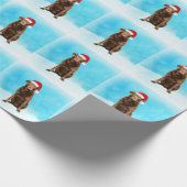 ラブラドール犬が雪のクリスマスに座って ラッピングペーパー (角)