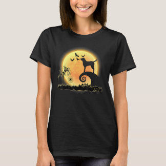 ラブラドール犬とムーン怖いハロウィーンの衣装 Tシャツ