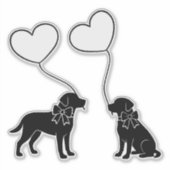 ラブラドール犬と愛ハート風船 シール (正面)