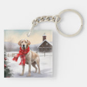 ラブラドール犬と雪のクリスマス キーホルダー (裏面)