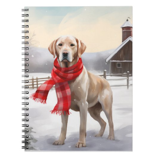 ラブラドール犬と雪のクリスマス ノートブック (正面)
