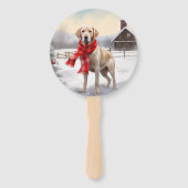 ラブラドール犬と雪のクリスマス ハンドファン (正面)