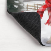 ラブラドール犬と雪のクリスマス マウスパッド (コーナー)