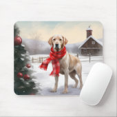 ラブラドール犬と雪のクリスマス マウスパッド (マウス)