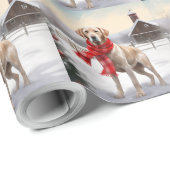 ラブラドール犬と雪のクリスマス ラッピングペーパー (ロールコーナー)