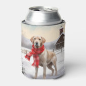 ラブラドール犬と雪のクリスマス 缶クーラー (缶正面)