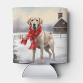 ラブラドール犬と雪のクリスマス 缶クーラー (裏面)
