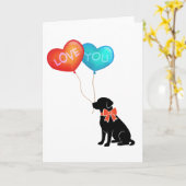 ラブラドール犬とLOVE YOU風船 カード (黄色い花)