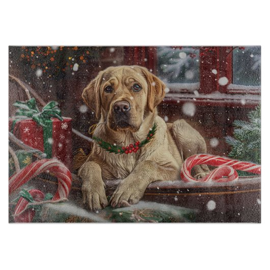 ラブラドール犬のクリスマス カッティングボード (正面)