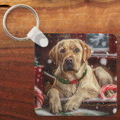 ラブラドール犬のクリスマス キーホルダー (正面)