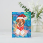 ラブラドール犬のクリスマス シーズンポストカード (スタンド正面)