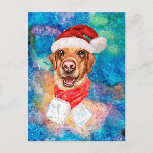 ラブラドール犬のクリスマス シーズンポストカード (正面)