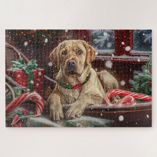 ラブラドール犬のクリスマス ジグソーパズル (横)