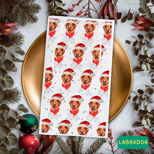 ラブラドール犬のクリスマス スモールペーパーバッグ