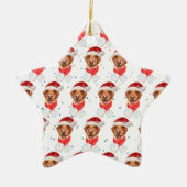 ラブラドール犬のクリスマス セラミックオーナメント (正面)