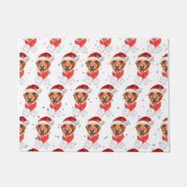 ラブラドール犬のクリスマス ドアマット