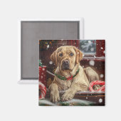 ラブラドール犬のクリスマス マグネット (正面/裏面)
