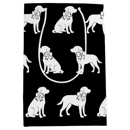 ラブラドール犬の大きなギフト弓 ミディアムペーパーバッグ (正面)