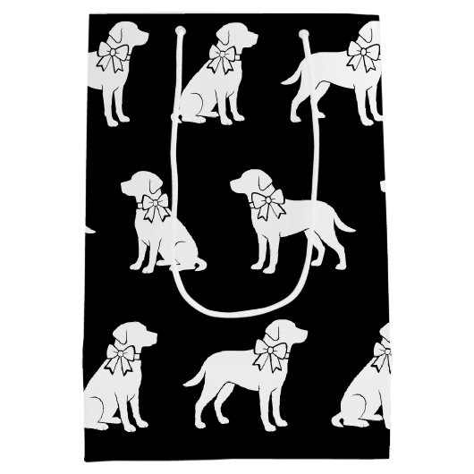 ラブラドール犬の大きなギフト弓 ミディアムペーパーバッグ (裏面)