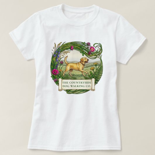 ラブラドール犬の散歩トレーニングウェア Tシャツ (デザイン正面)