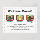 ラブラドール犬の漫画の動く発表 案内ポストカード (正面)