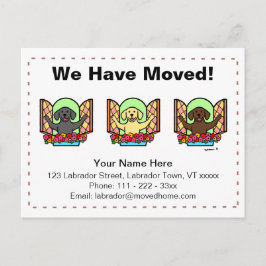 ラブラドール犬の漫画の動く発表 案内ポストカード