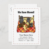 ラブラドール犬の漫画の新しいアドレス 案内ポストカード (正面/裏面)