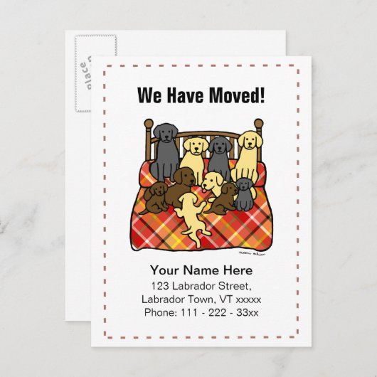 ラブラドール犬の漫画の新しいアドレス 案内ポストカード