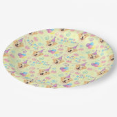 ラブラドール犬の誕生日パーティーの黄色の紙皿 ペーパープレート (アングル)