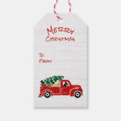 ラブラドール犬の赤いクリスマストラック ギフトタグ (正面)