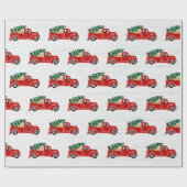 ラブラドール犬の赤いクリスマストラック ラッピングペーパー (フラット)