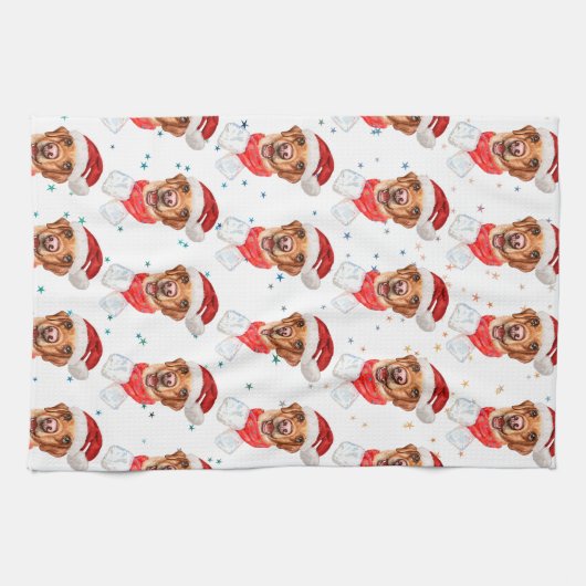 ラブラドール犬はクリスマスを育てる キッチンタオル (横)