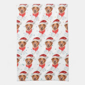 ラブラドール犬はクリスマスを育てる キッチンタオル (縦)