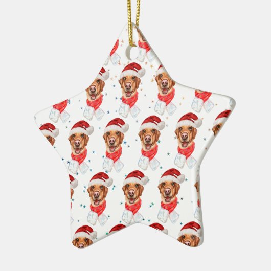 ラブラドール犬はクリスマスを育てる セラミックオーナメント (左)