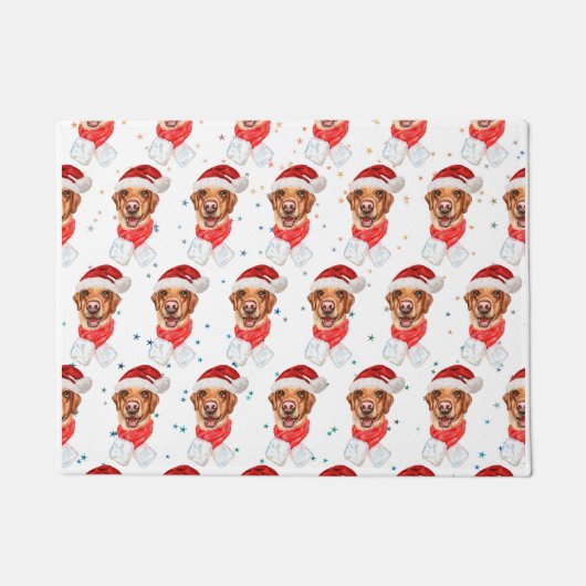 ラブラドール犬はクリスマスを育てる ドアマット (正面)