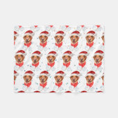 ラブラドール犬はクリスマスを育てる フリースブランケット (正面(横))