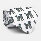 ラブラドール犬シルエットイエロー&ブルーグリッド ネクタイ (ロール)